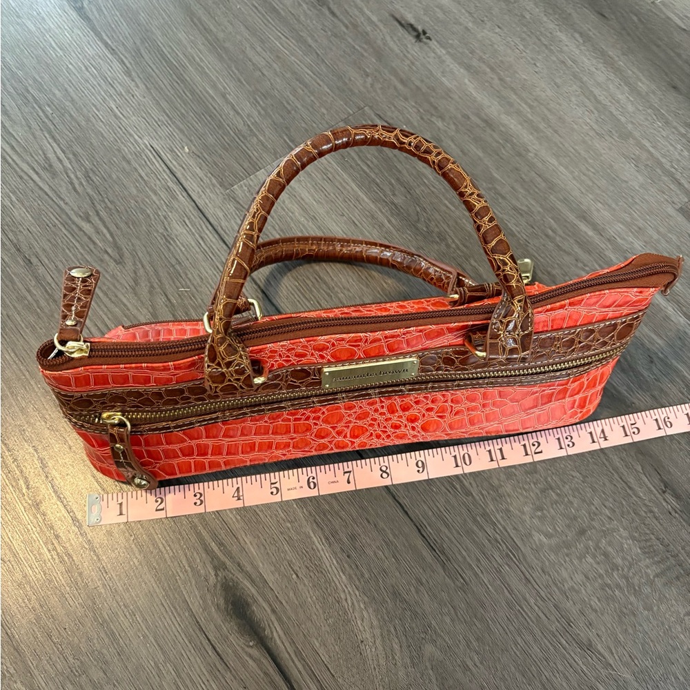 NWOT Coral and Brown Crocodile Embossed Women's Wine carrier - Picture 9 of 10